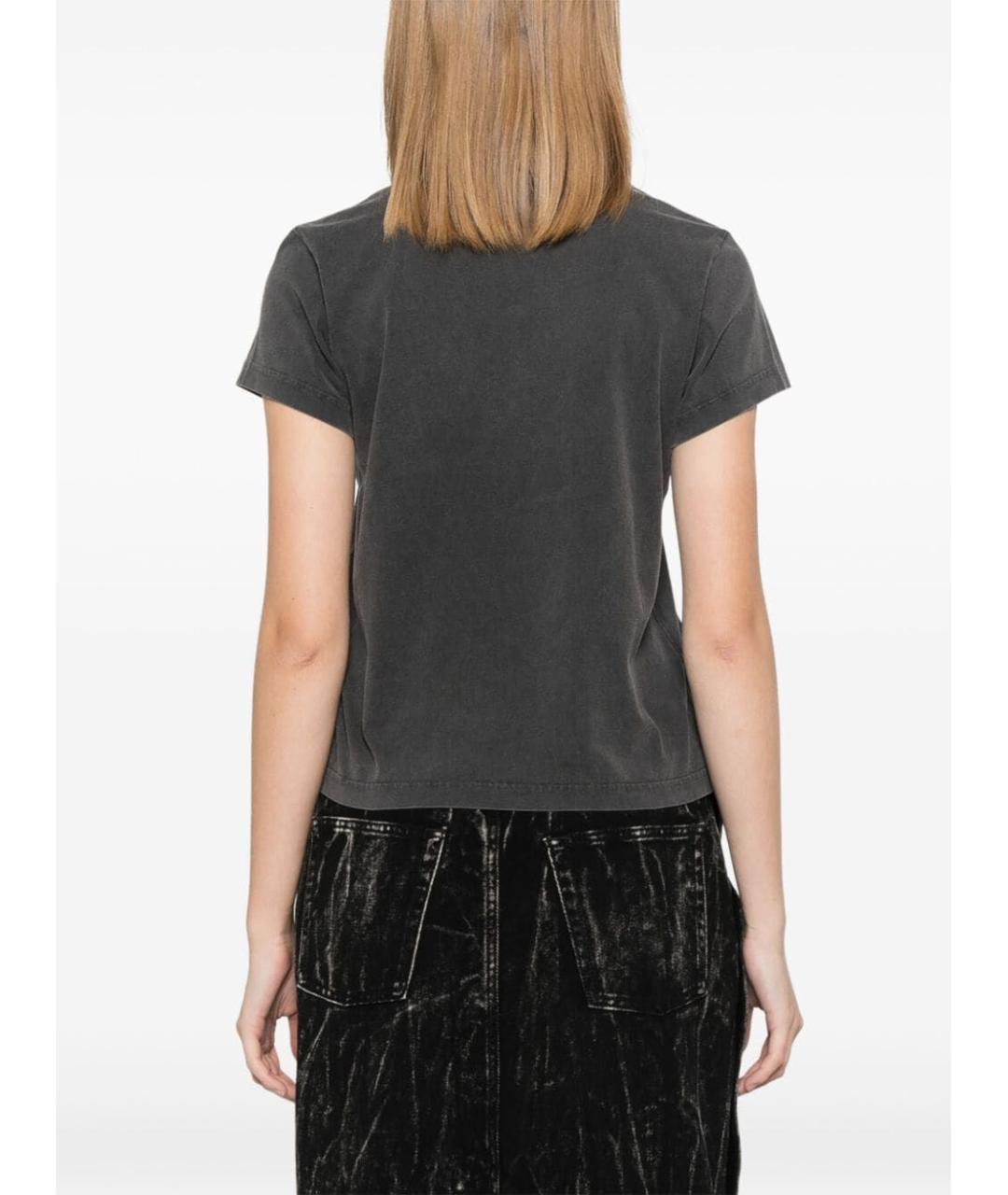 T BY ALEXANDER WANG Антрацитовая хлопковая футболка, фото 3