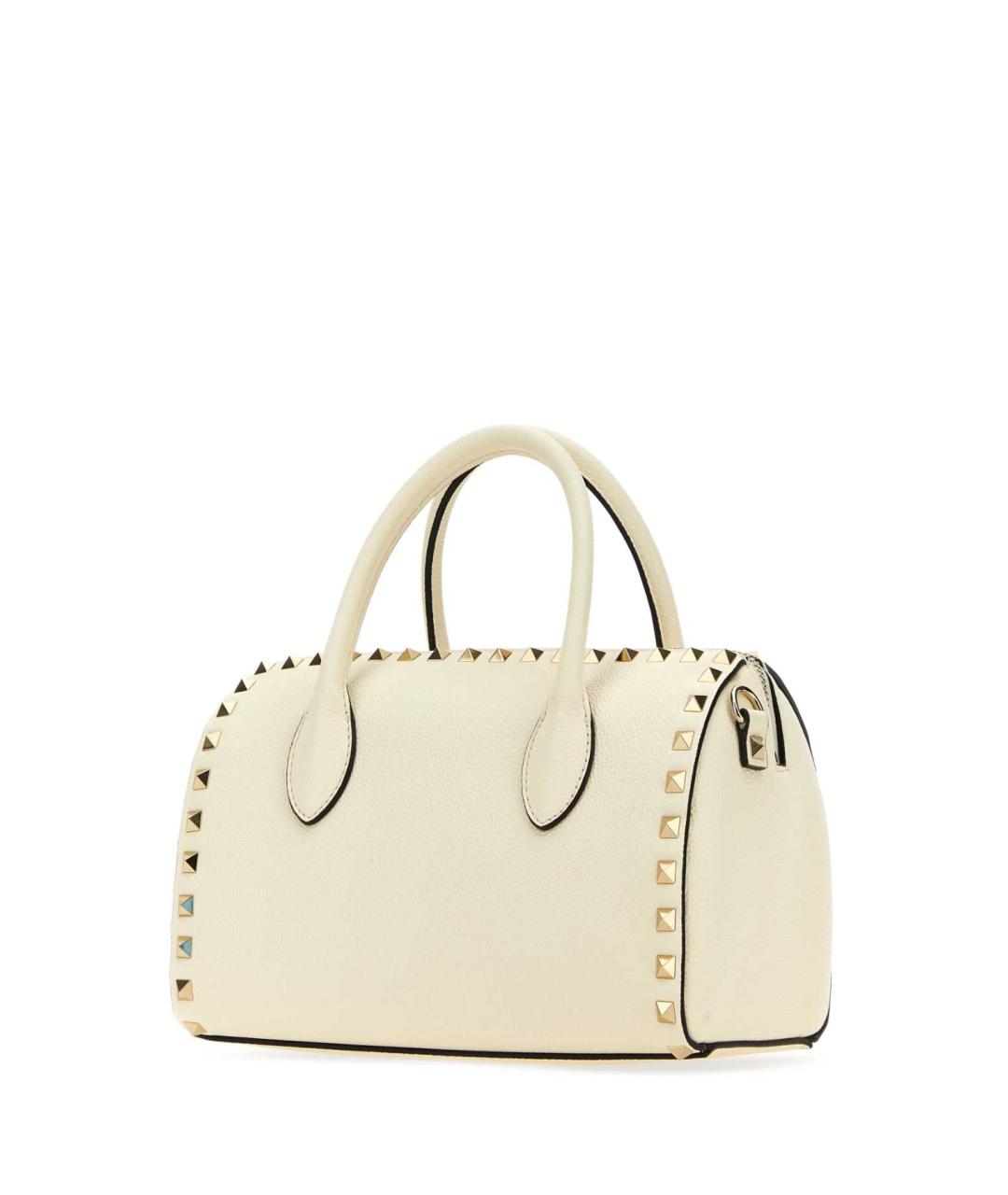 VALENTINO Бежевая кожаная сумка с короткими ручками, фото 2