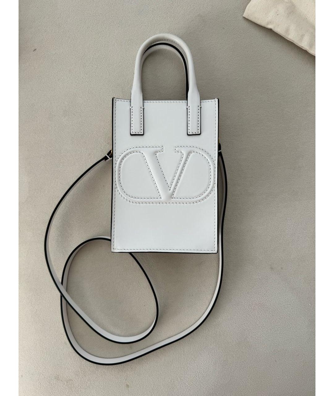 VALENTINO Белая кожаная сумка тоут, фото 9