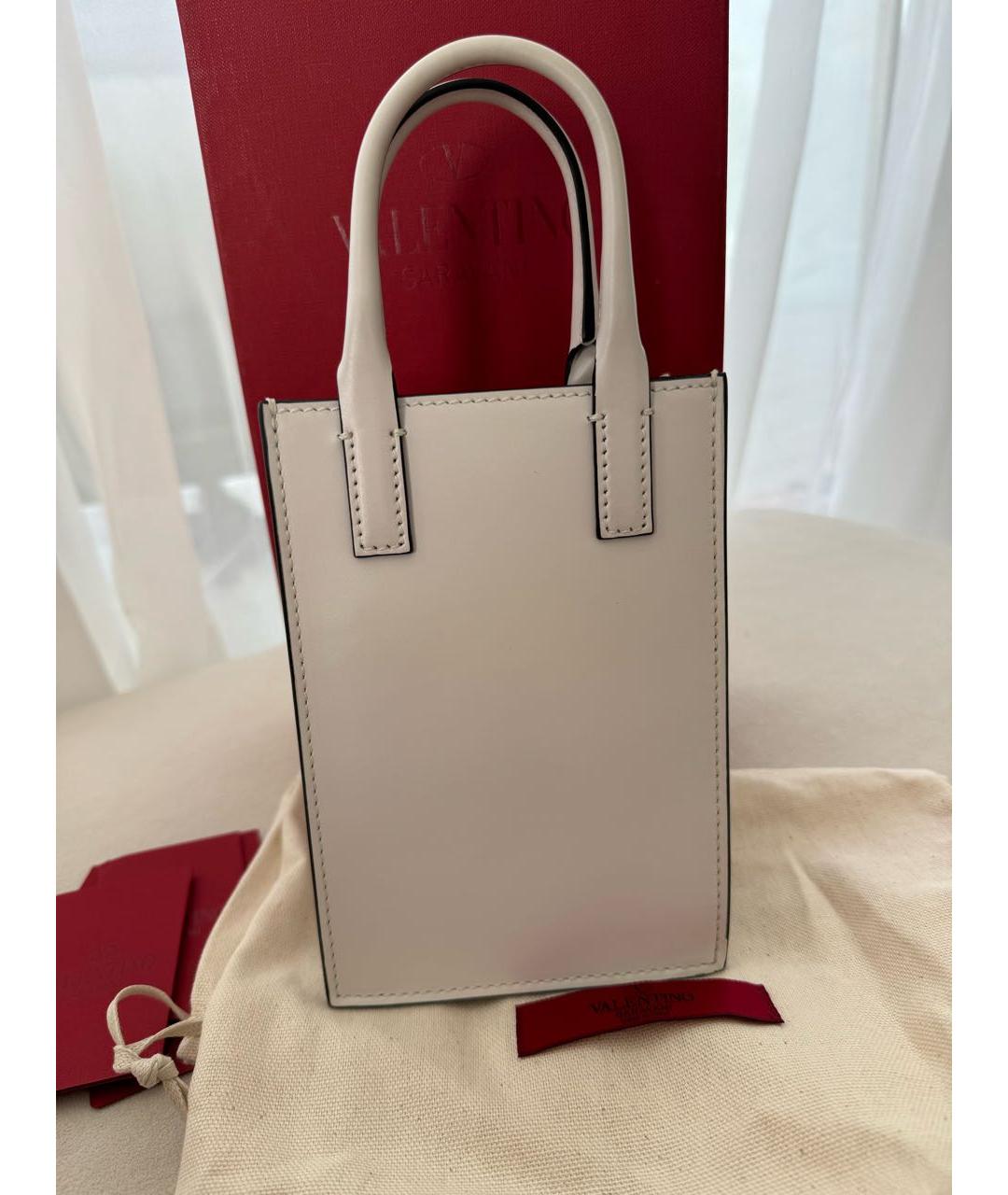 VALENTINO Белая кожаная сумка тоут, фото 4