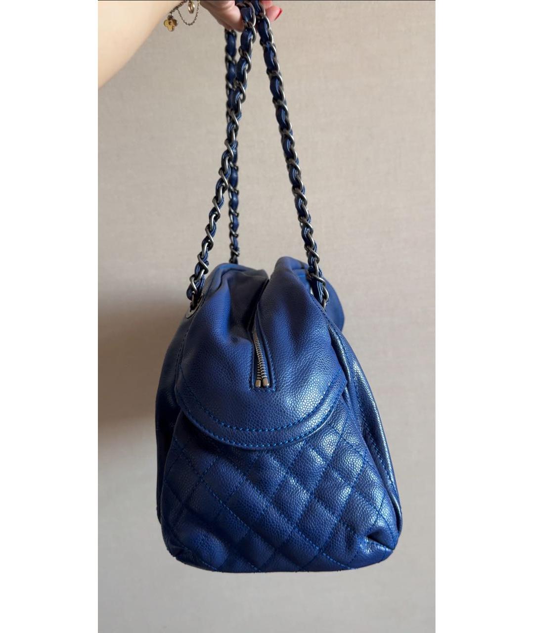 CHANEL Синяя кожаная сумка тоут, фото 2