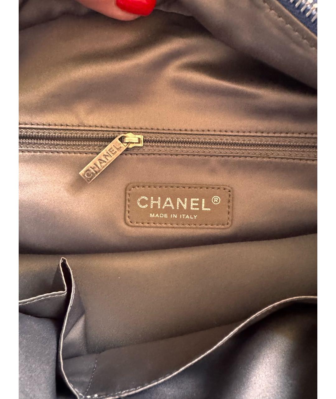 CHANEL Синяя кожаная сумка тоут, фото 6