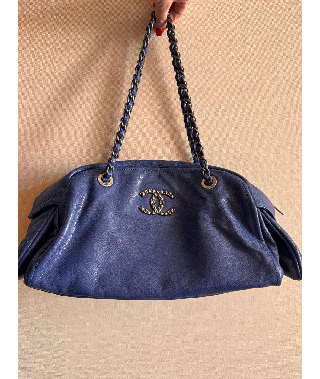 CHANEL Синяя кожаная сумка тоут, фото 9
