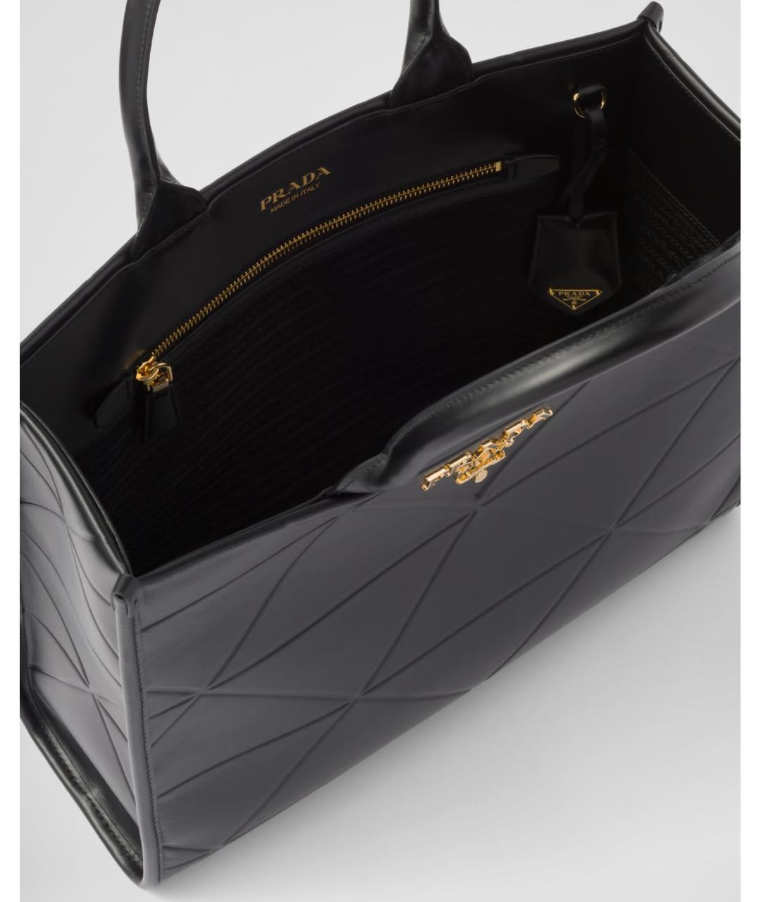 PRADA Черная кожаная сумка тоут, фото 2