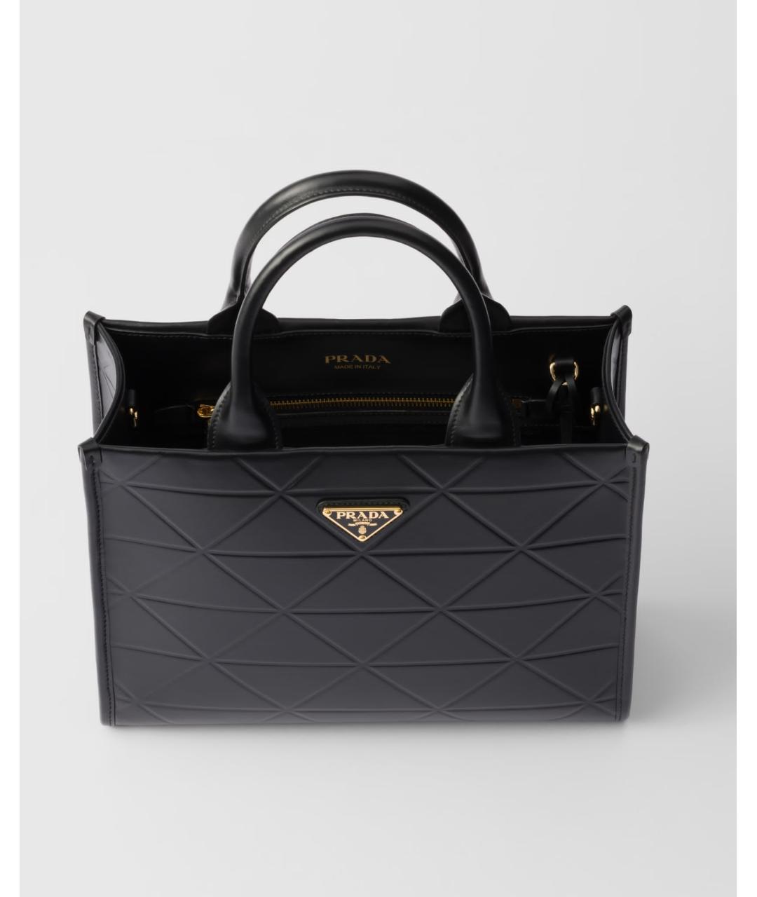 PRADA Черная кожаная сумка тоут, фото 3