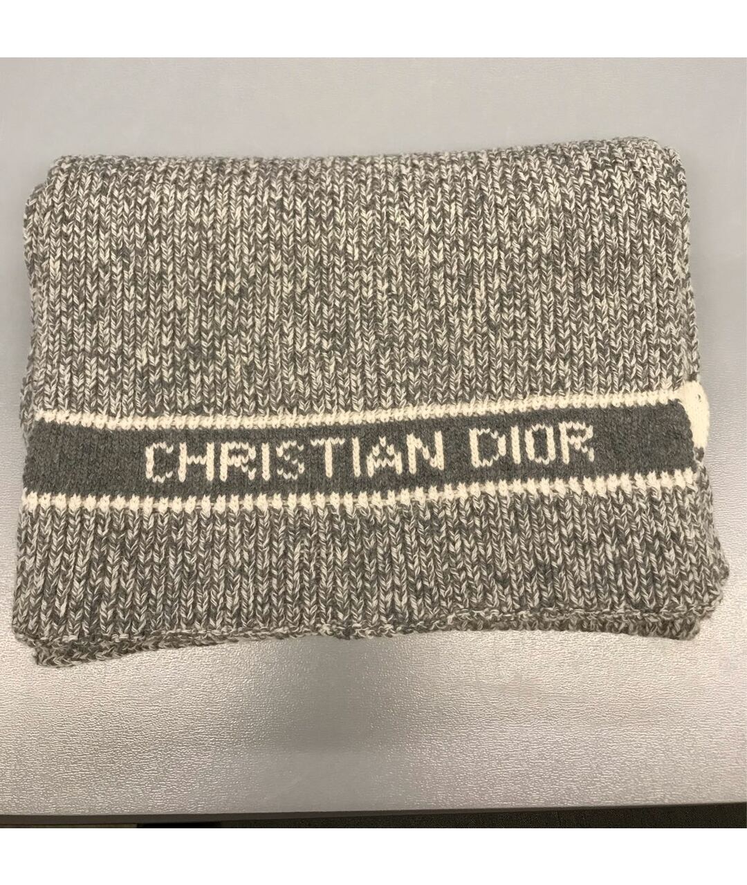 CHRISTIAN DIOR PRE-OWNED Серый шерстяной шарф, фото 4