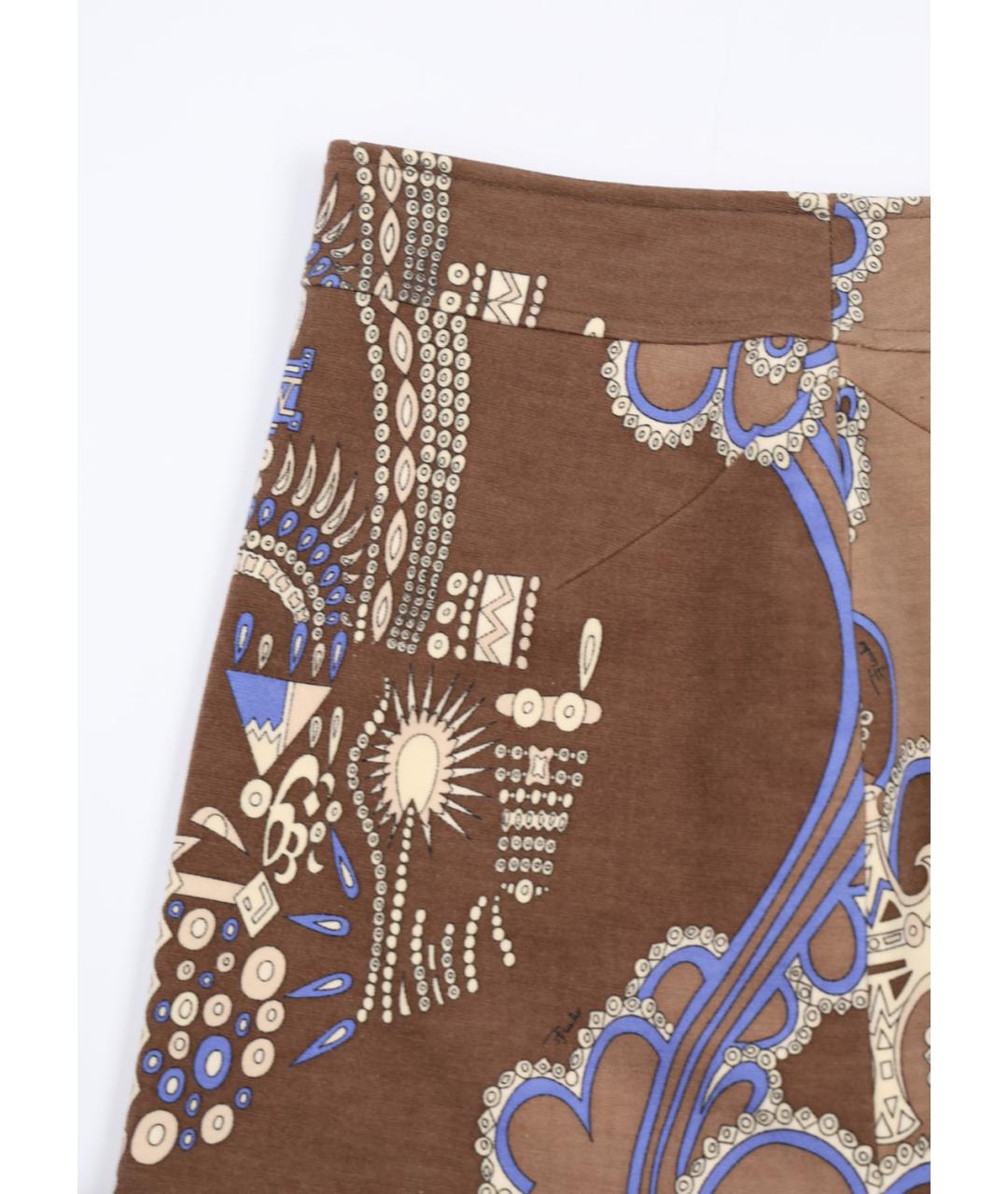 EMILIO PUCCI Коричневая шерстяная юбка мини, фото 4
