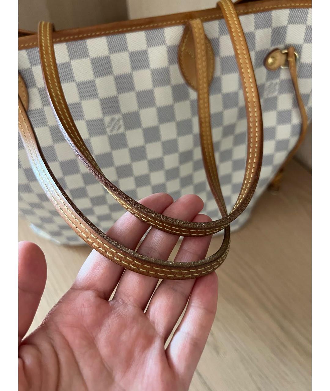 LOUIS VUITTON Бежевая кожаная сумка тоут, фото 6