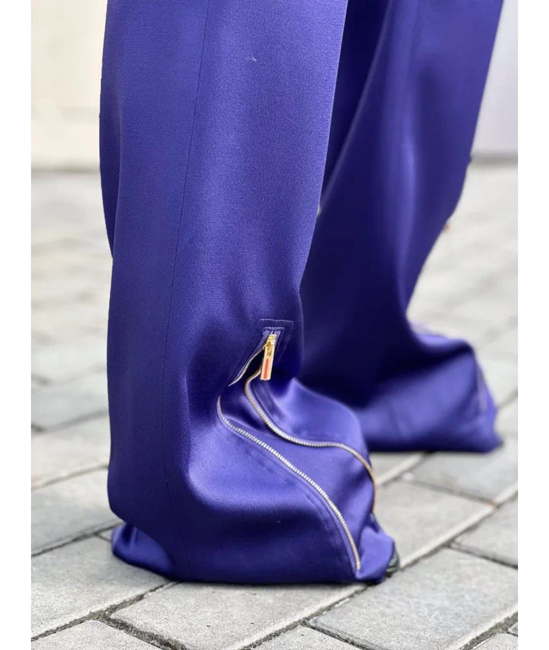 BLUMARINE Фиолетовые ацетатные прямые брюки, фото 4