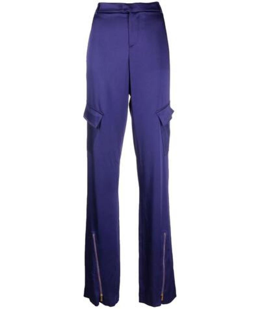 BLUMARINE Фиолетовые ацетатные прямые брюки, фото 1