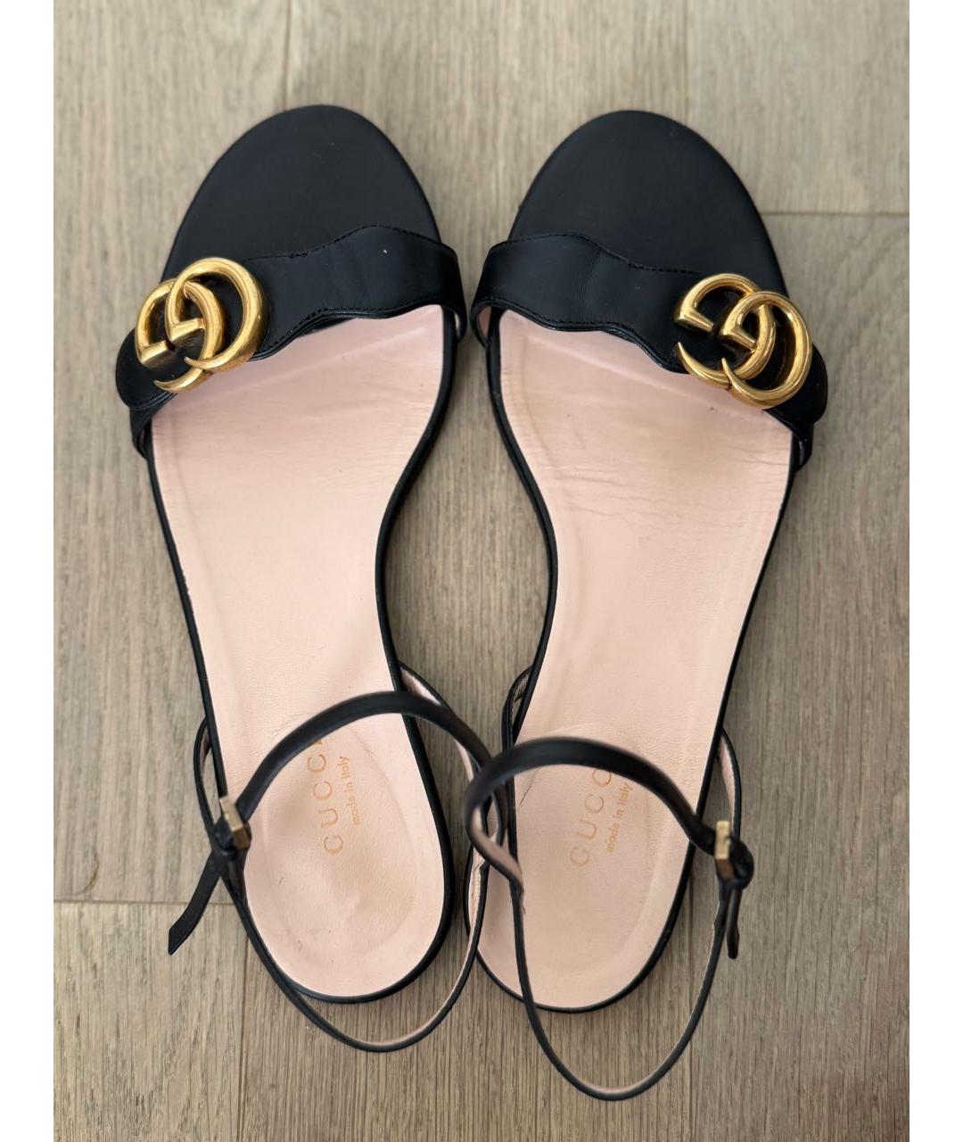 GUCCI Черные кожаные сандалии, фото 4