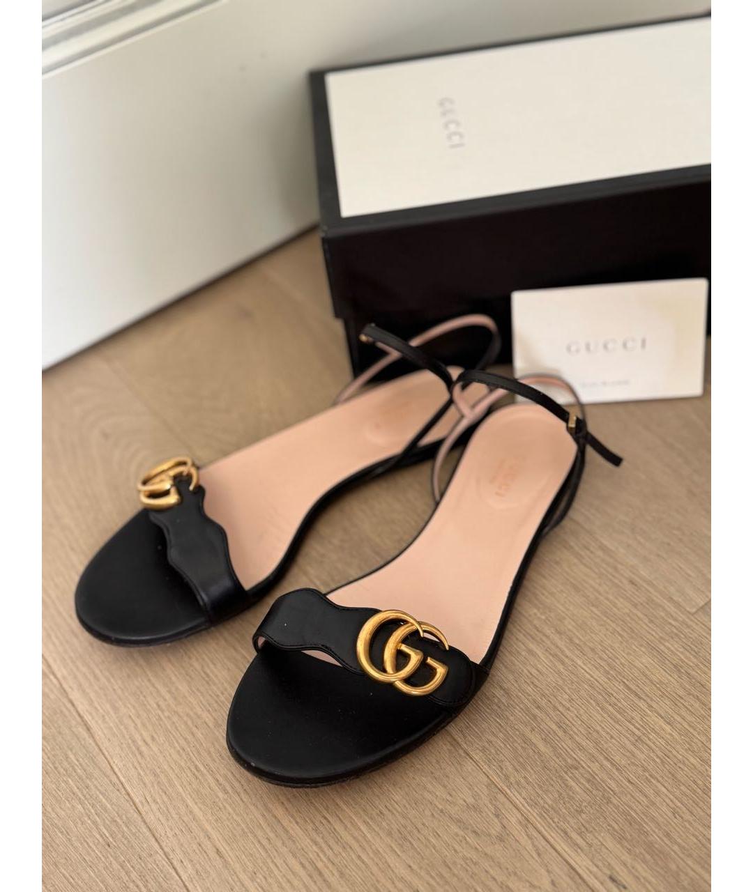 GUCCI Черные кожаные сандалии, фото 3
