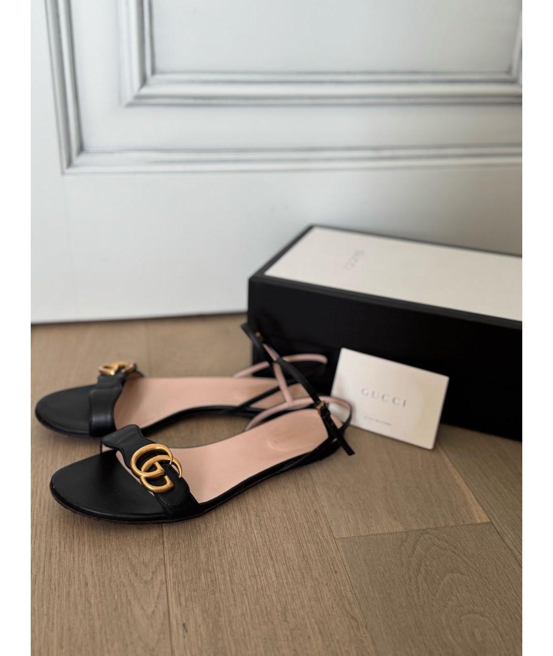 GUCCI Черные кожаные сандалии, фото 2