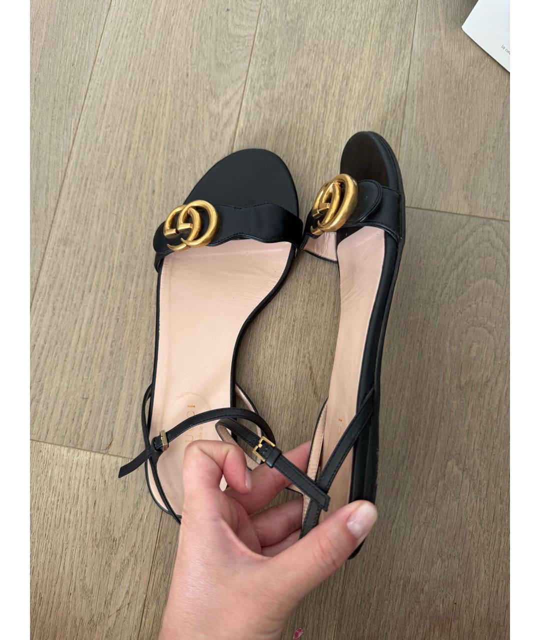 GUCCI Черные кожаные сандалии, фото 5
