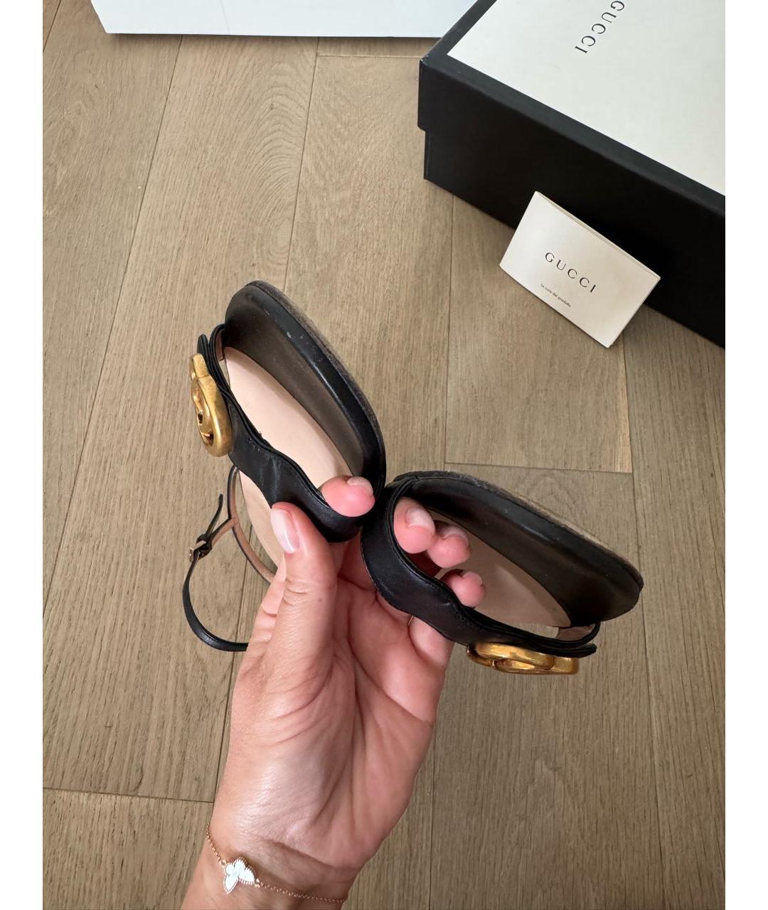 GUCCI Черные кожаные сандалии, фото 6