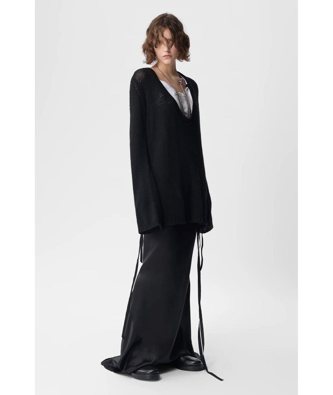 ANN DEMEULEMEESTER Черная шелковая юбка макси, фото 4