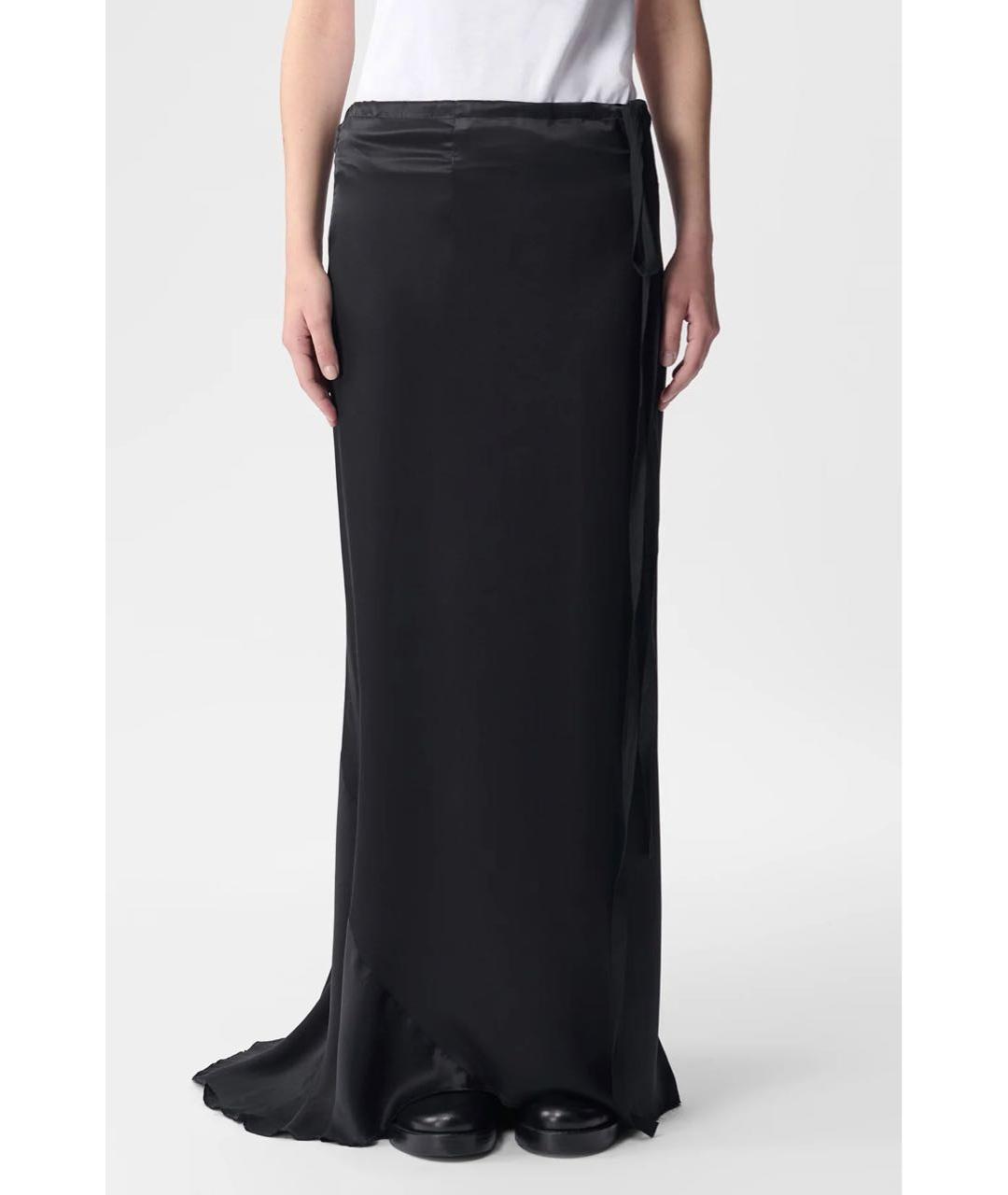 ANN DEMEULEMEESTER Черная шелковая юбка макси, фото 5
