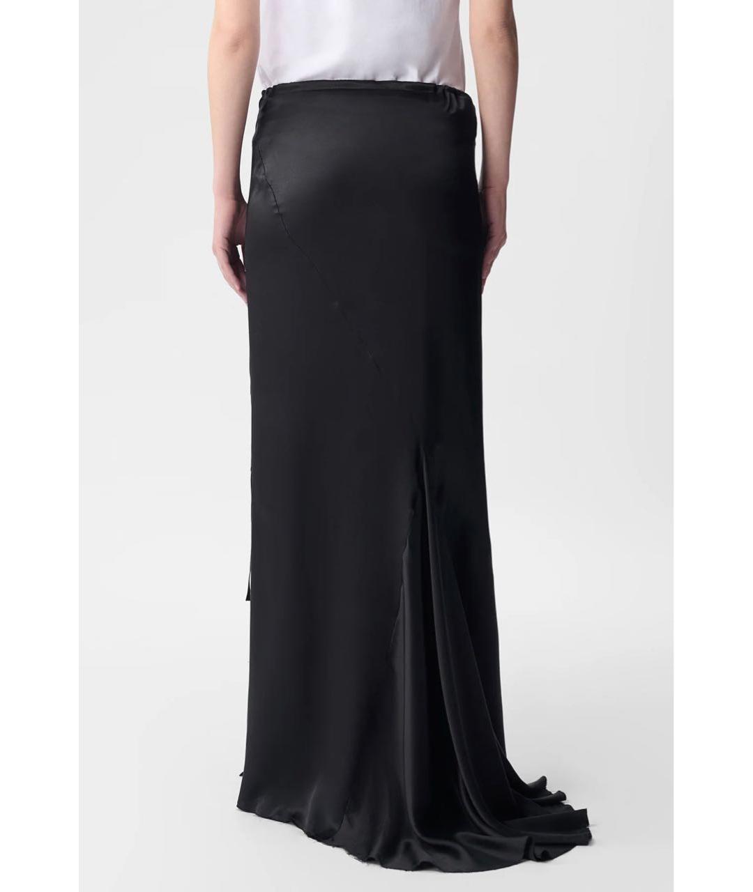 ANN DEMEULEMEESTER Черная шелковая юбка макси, фото 3