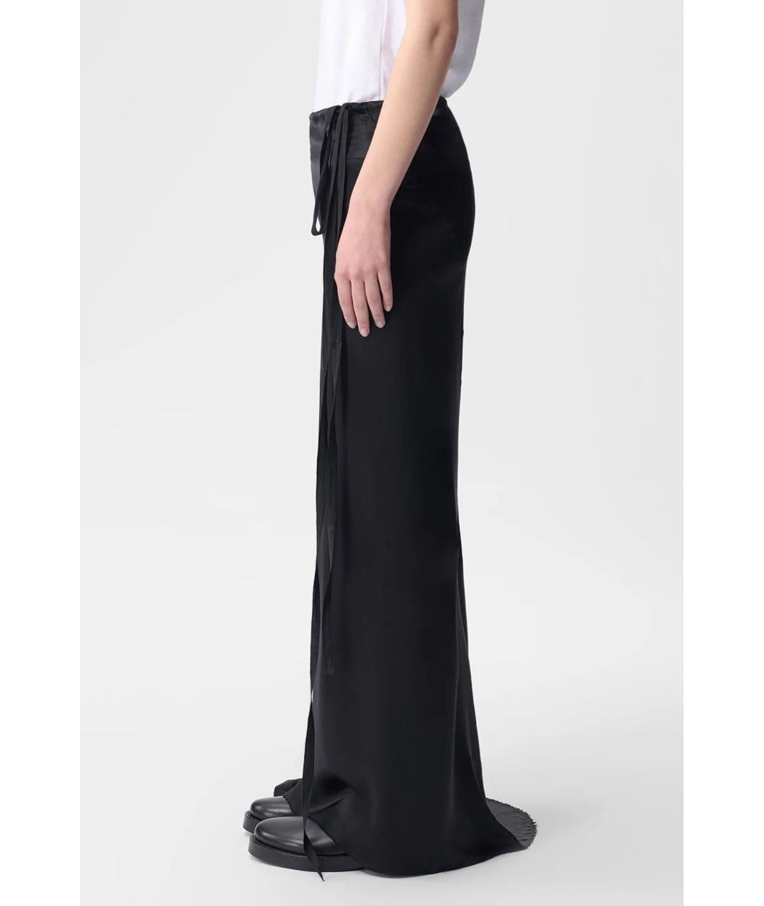 ANN DEMEULEMEESTER Черная шелковая юбка макси, фото 2