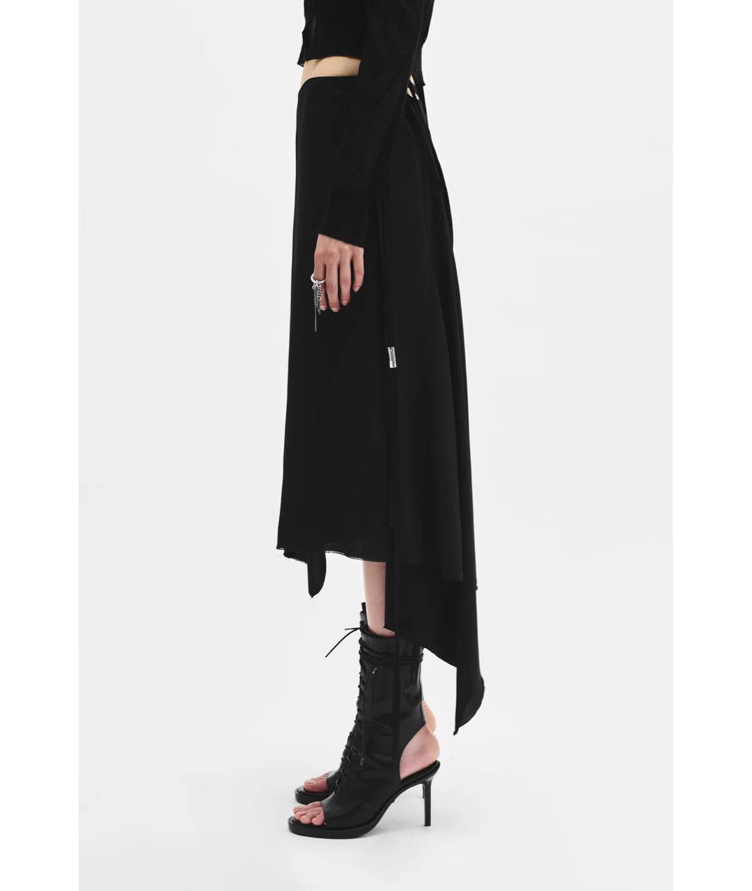 ANN DEMEULEMEESTER Черная вискозная юбка миди, фото 2