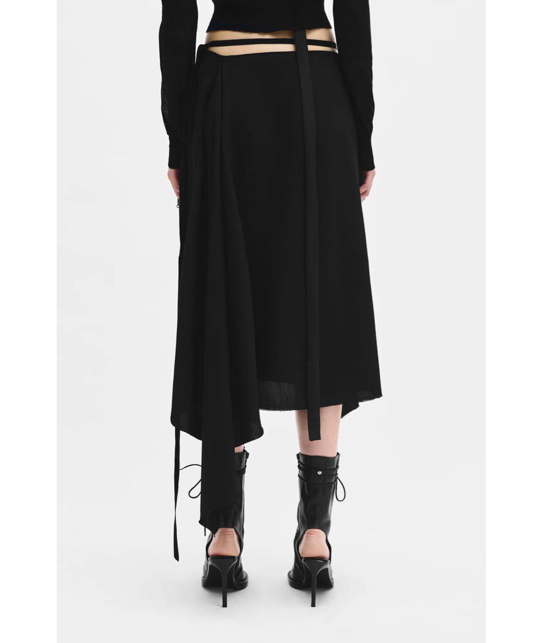ANN DEMEULEMEESTER Черная вискозная юбка миди, фото 3