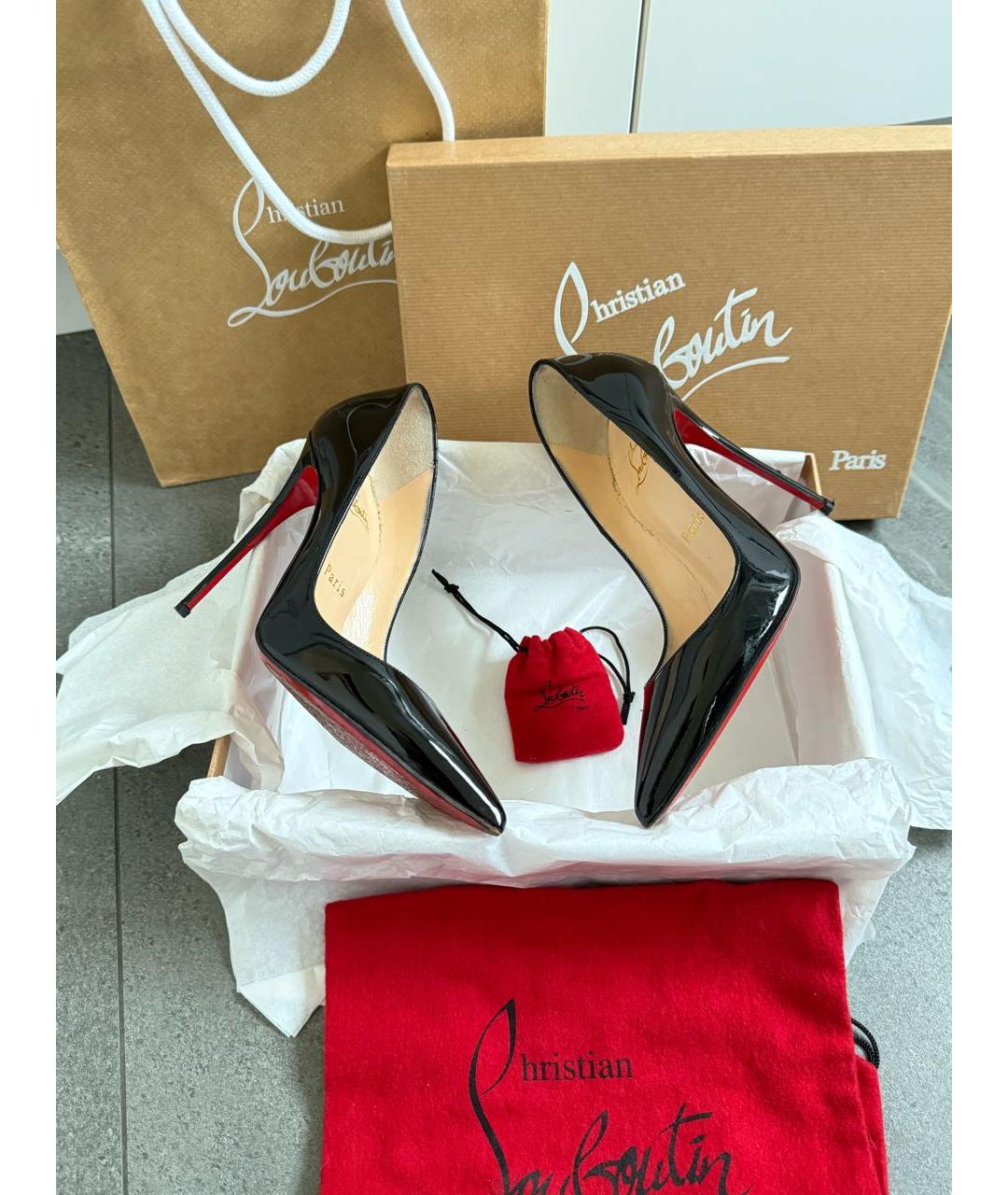 CHRISTIAN LOUBOUTIN Черные туфли из лакированной кожи, фото 7
