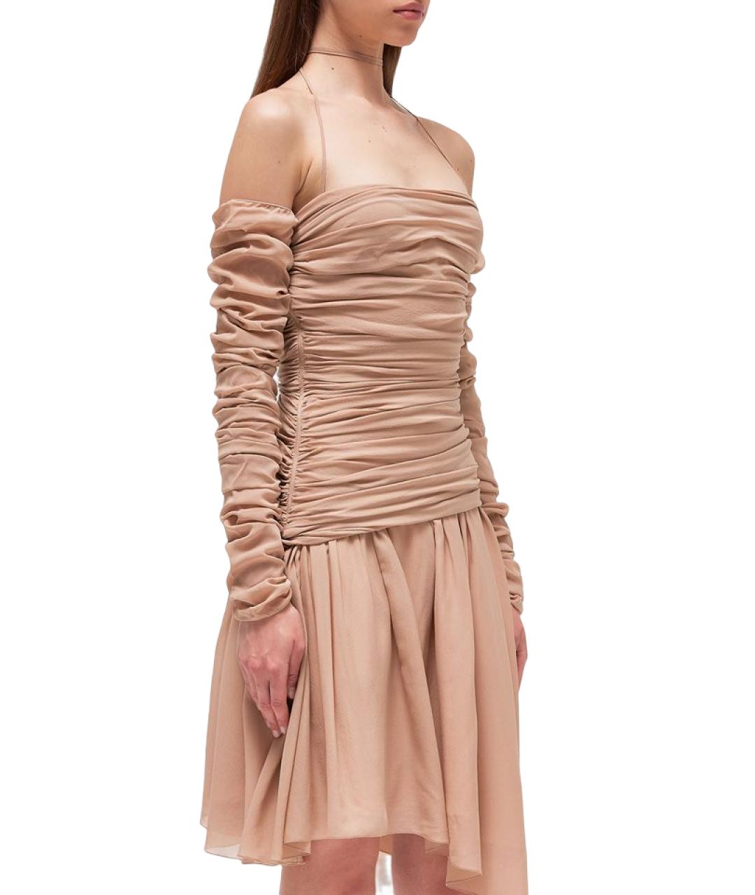 BLUMARINE Бежевое вискозное коктейльное платье, фото 4