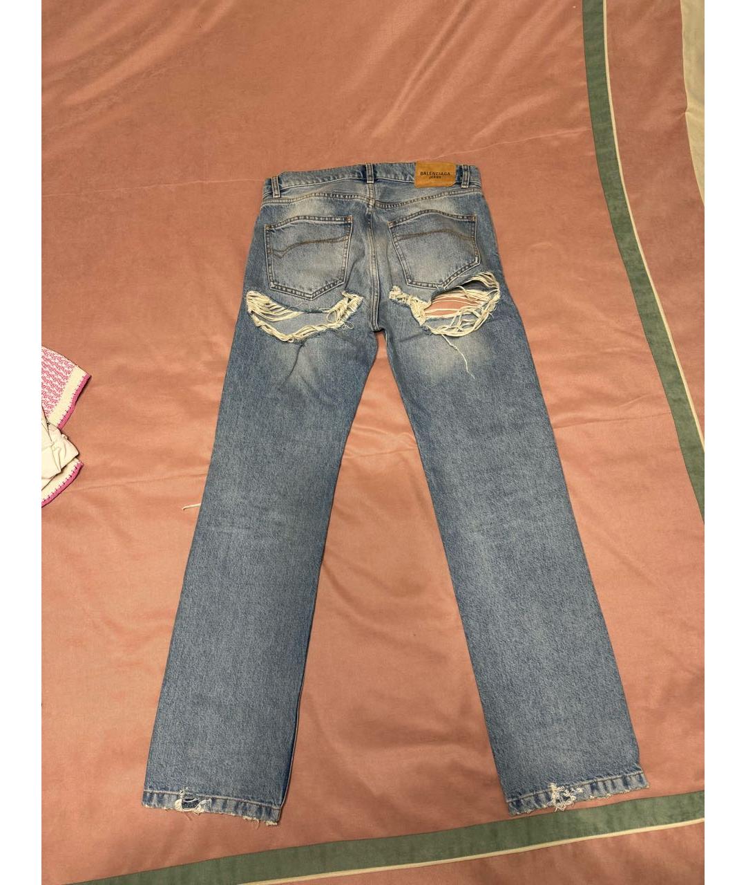 BALENCIAGA Голубые хлопковые прямые джинсы, фото 2