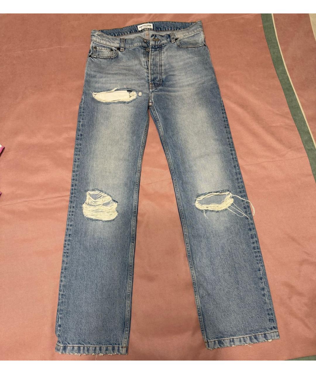 BALENCIAGA Голубые хлопковые прямые джинсы, фото 5