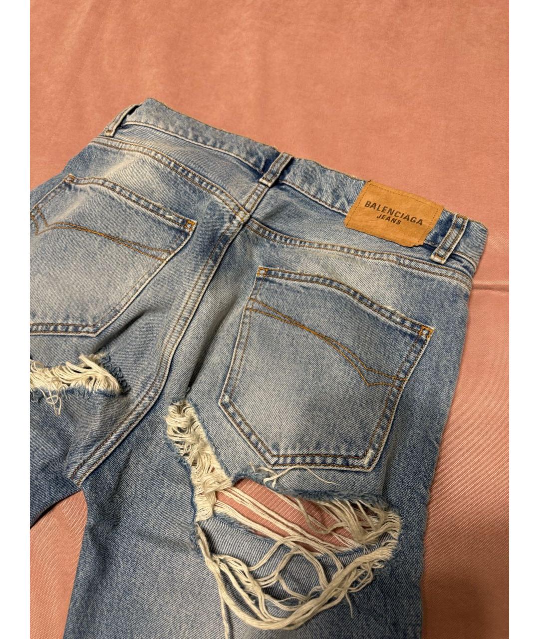 BALENCIAGA Голубые хлопковые прямые джинсы, фото 4