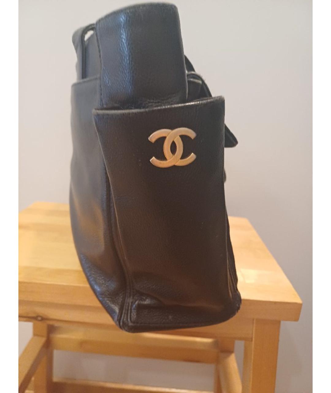 CHANEL Черная кожаная сумка тоут, фото 3