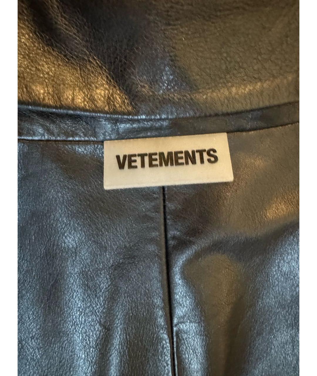 VETEMENTS Черное кожаное пальто, фото 3