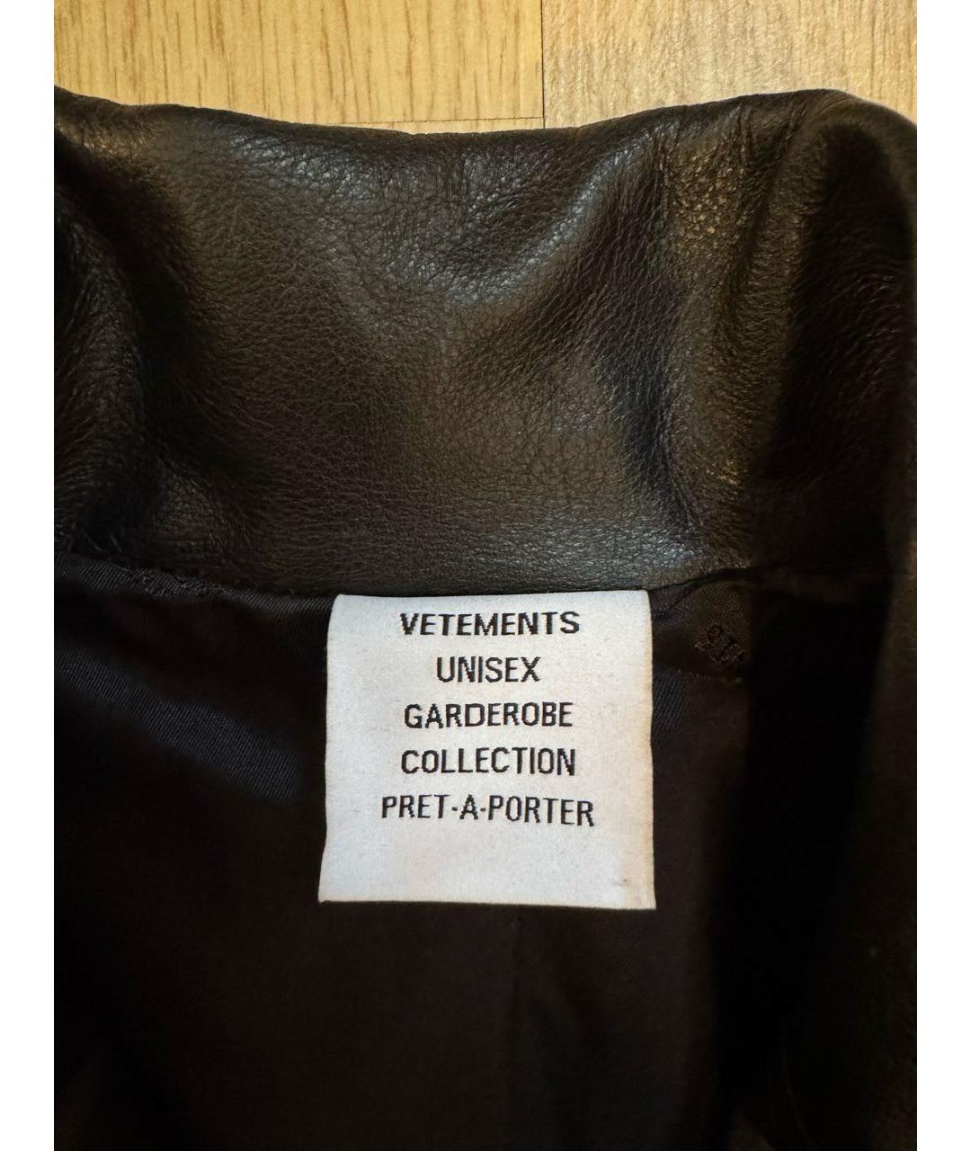VETEMENTS Черное кожаное пальто, фото 4