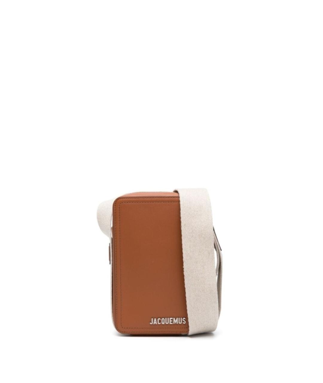 JACQUEMUS Коричневая кожаная сумка на плечо, фото 1