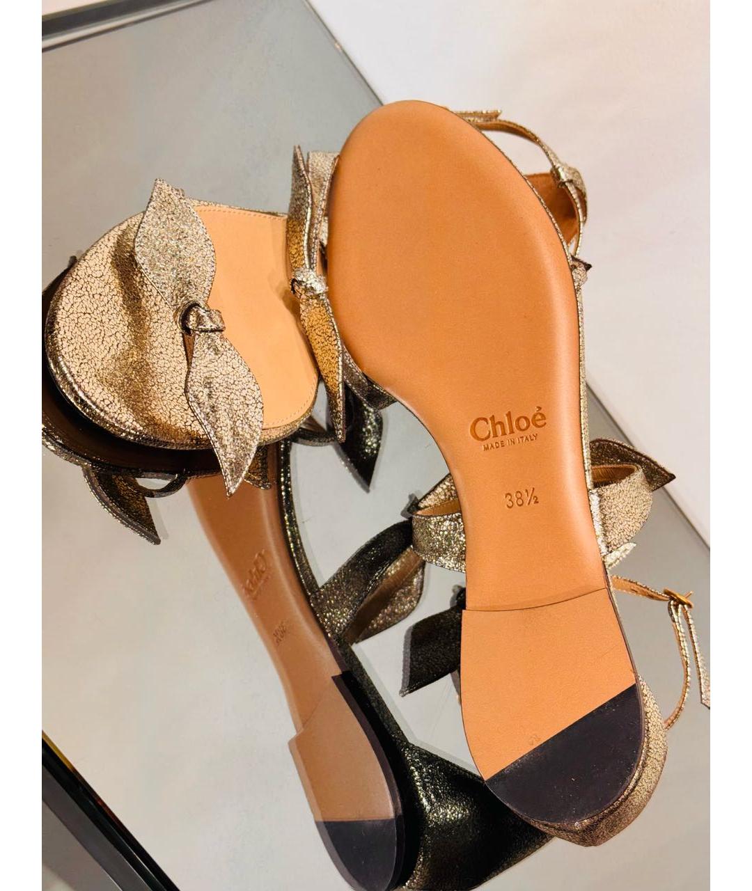 CHLOE Серебряные кожаные босоножки, фото 6