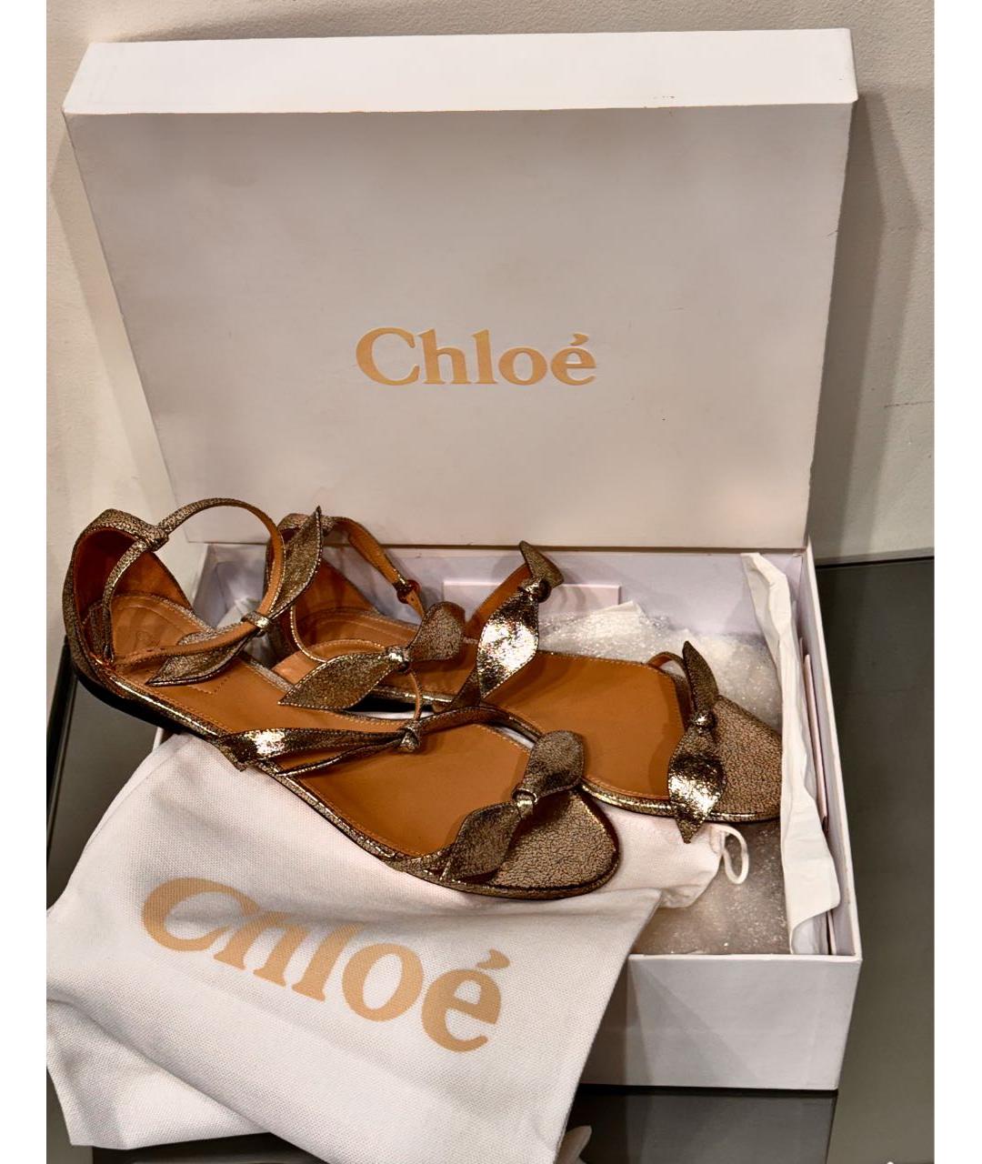 CHLOE Серебряные кожаные босоножки, фото 8