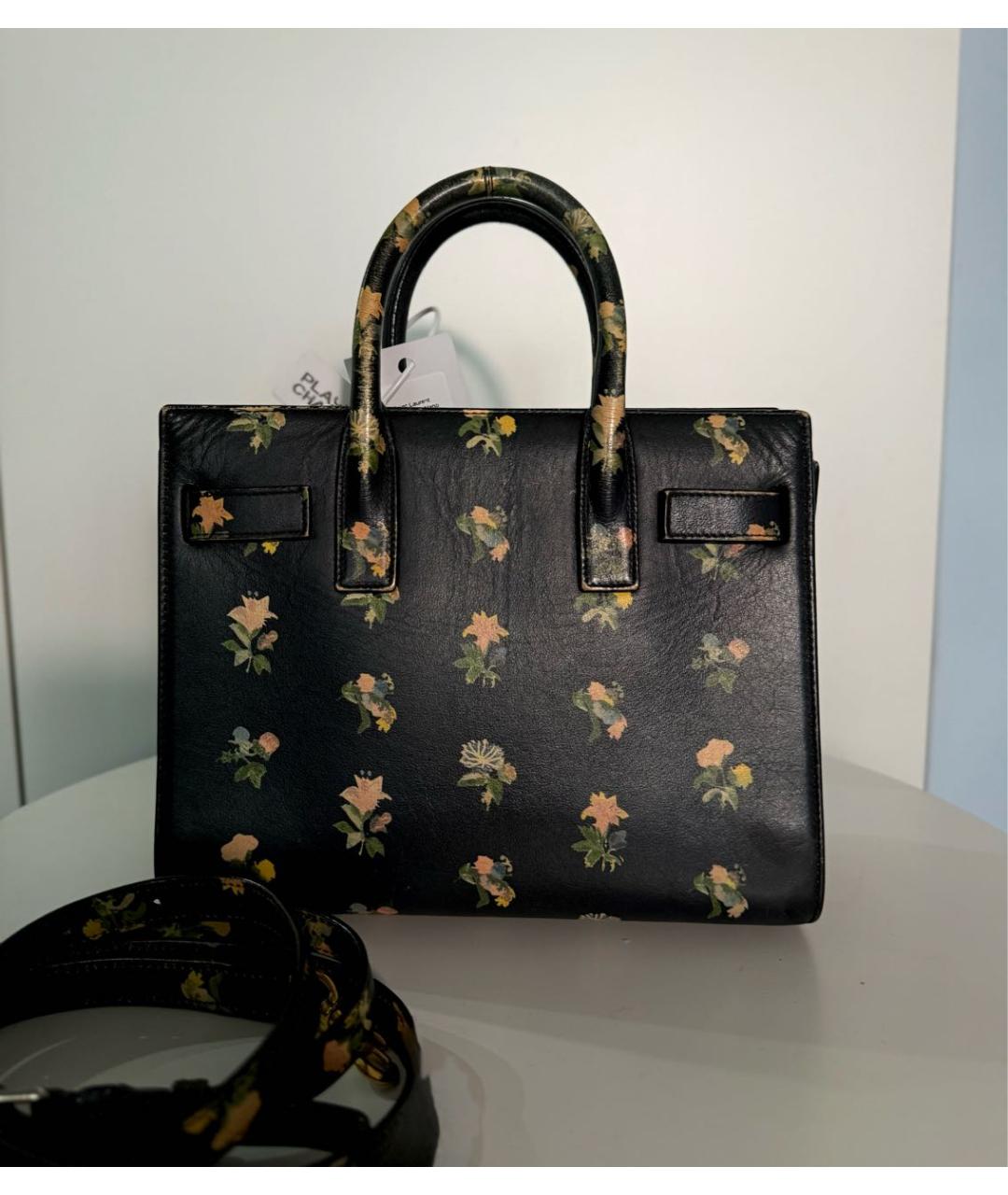 SAINT LAURENT Черная кожаная сумка тоут, фото 3