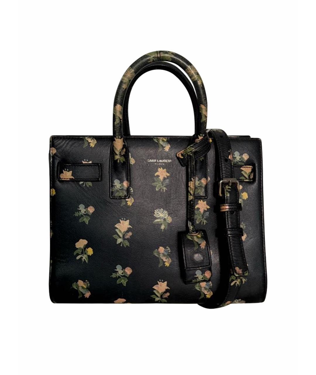SAINT LAURENT Черная кожаная сумка тоут, фото 1