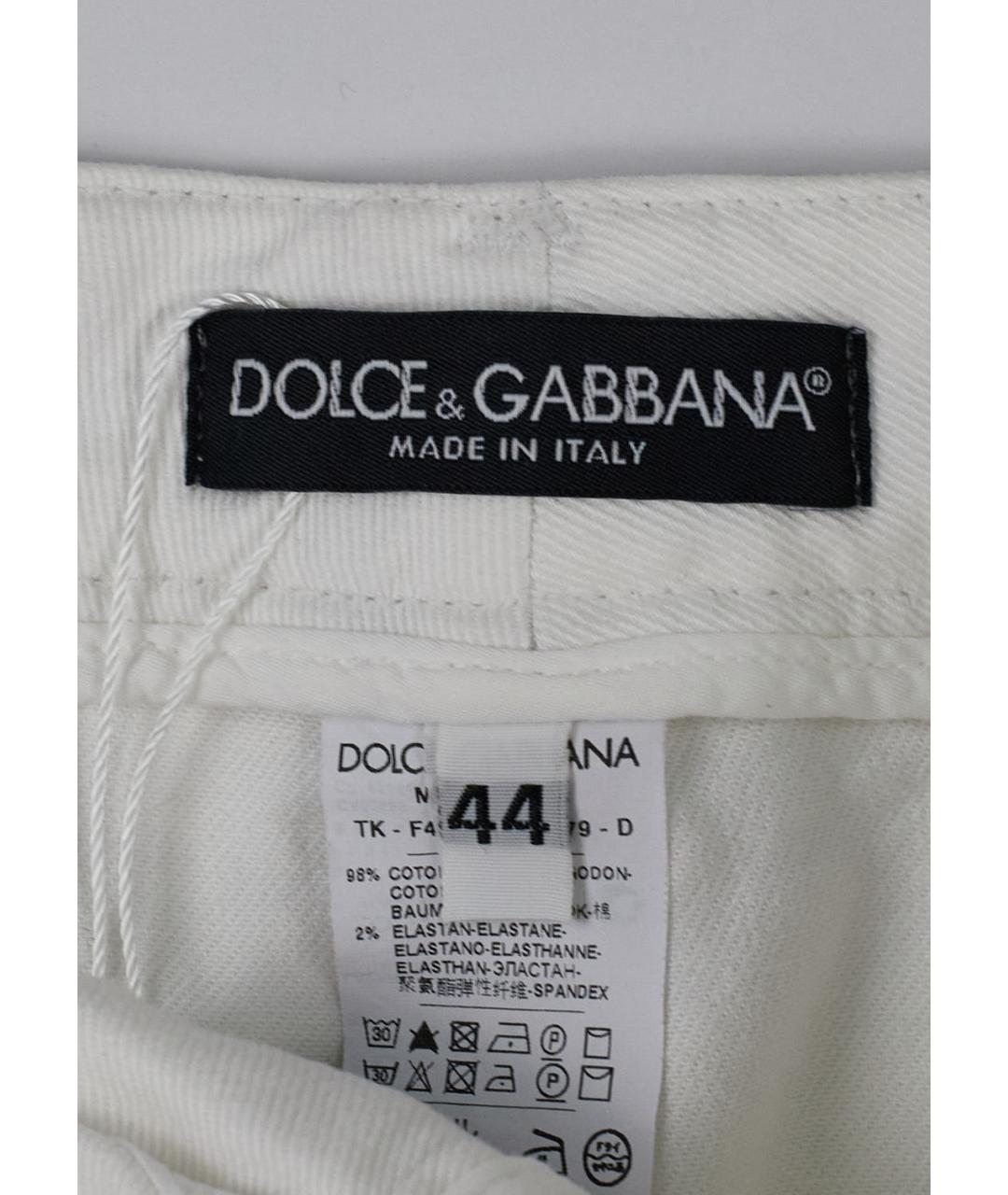 DOLCE&GABBANA Белая хлопковая юбка мини, фото 3