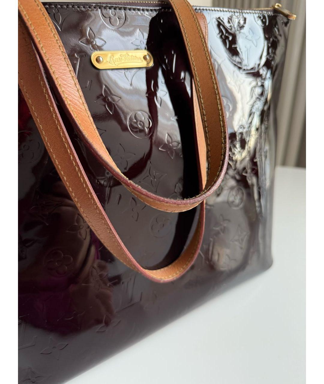 LOUIS VUITTON Бордовая кожаная сумка через плечо, фото 5