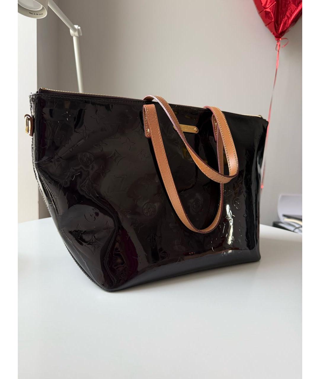 LOUIS VUITTON Бордовая кожаная сумка через плечо, фото 2