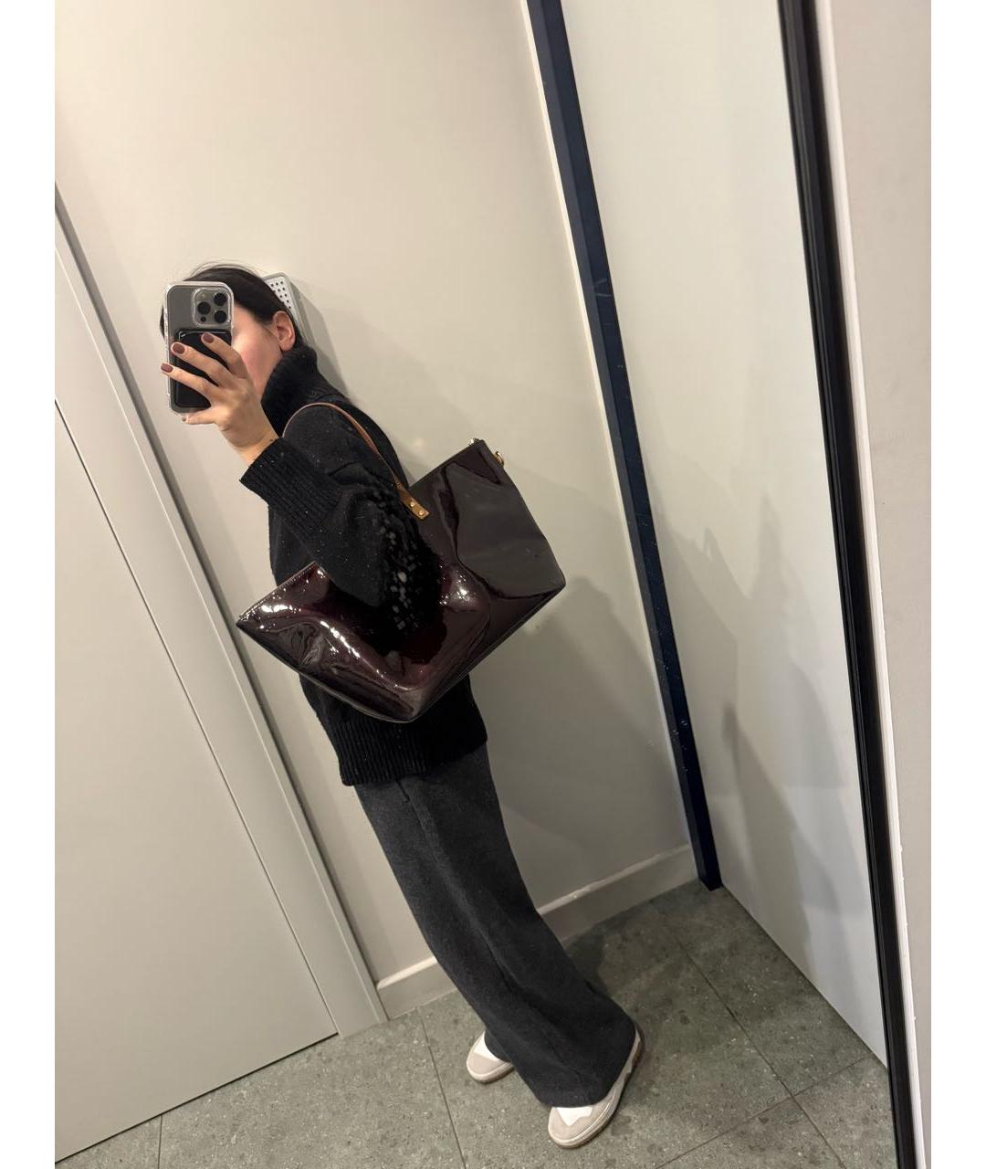 LOUIS VUITTON Бордовая кожаная сумка через плечо, фото 8