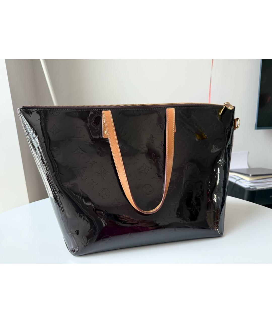 LOUIS VUITTON Бордовая кожаная сумка через плечо, фото 3