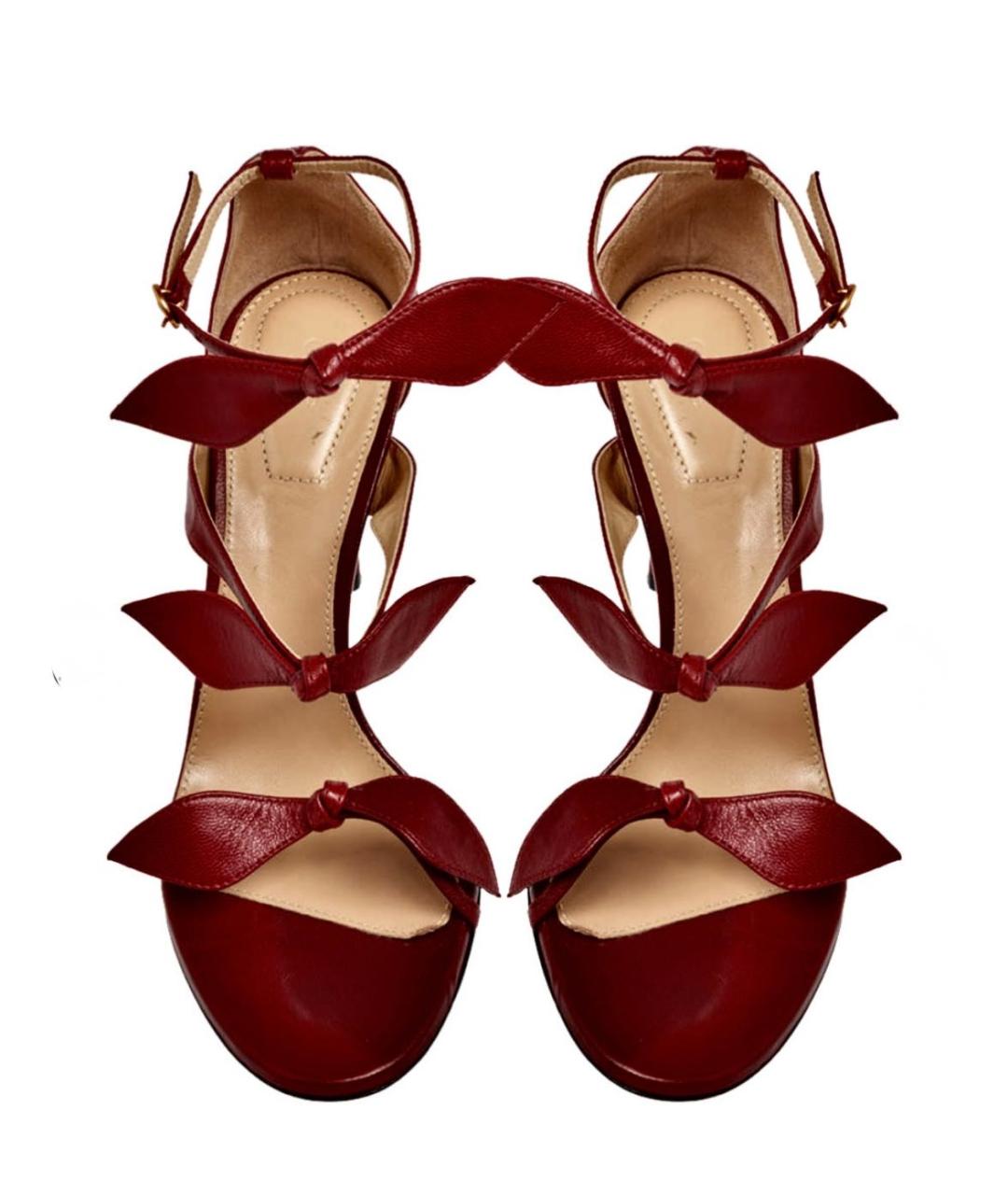 CHLOE Бордовые кожаные босоножки, фото 2