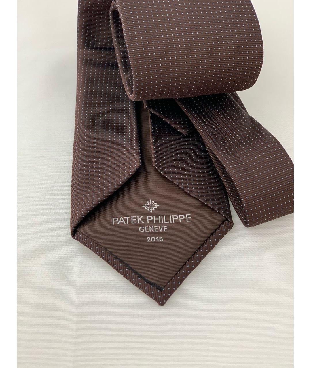 PATEK PHILIPPE Коричневый шелковый галстук, фото 6