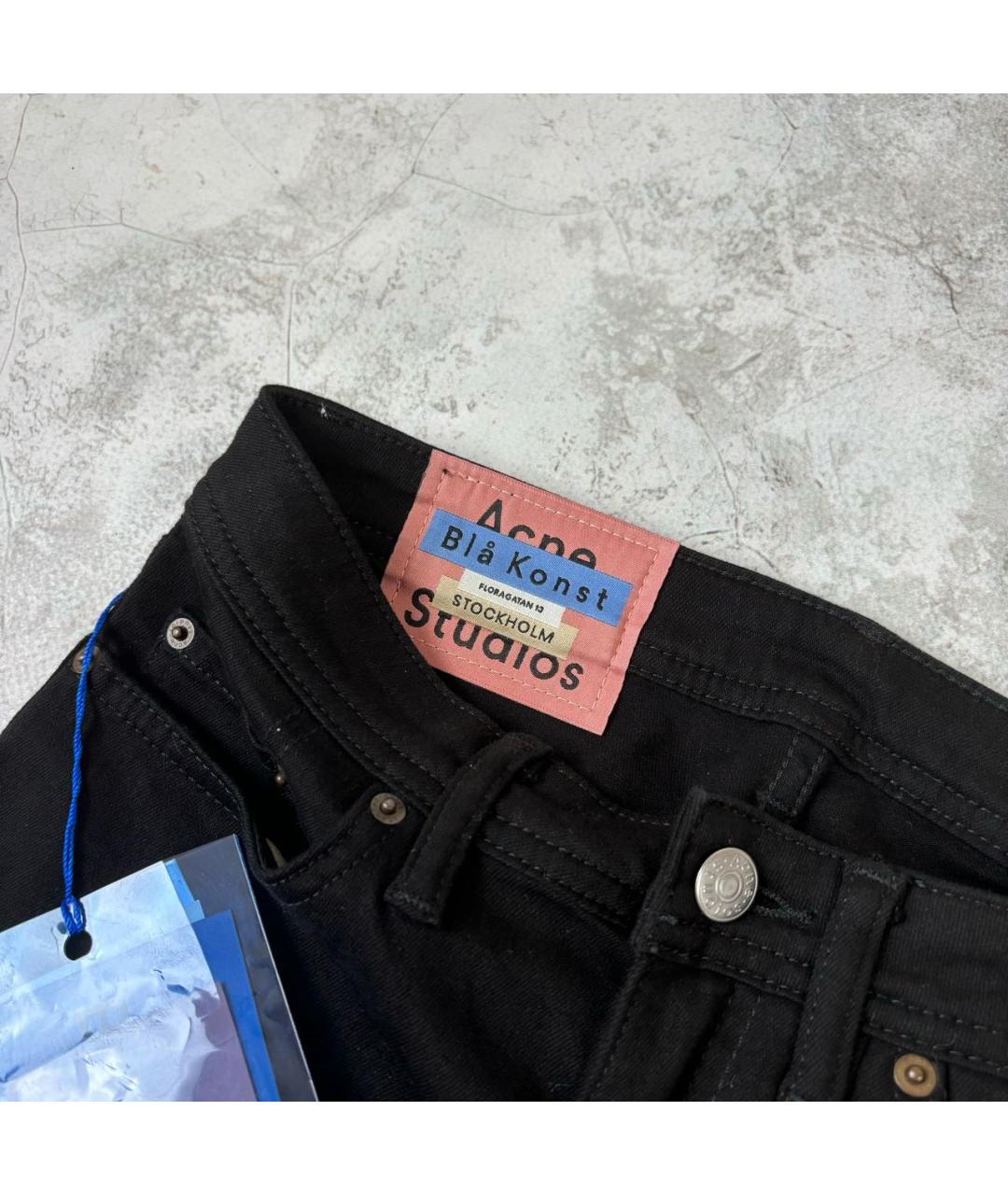 ACNE STUDIOS Черные хлопко-эластановые джинсы слим, фото 3