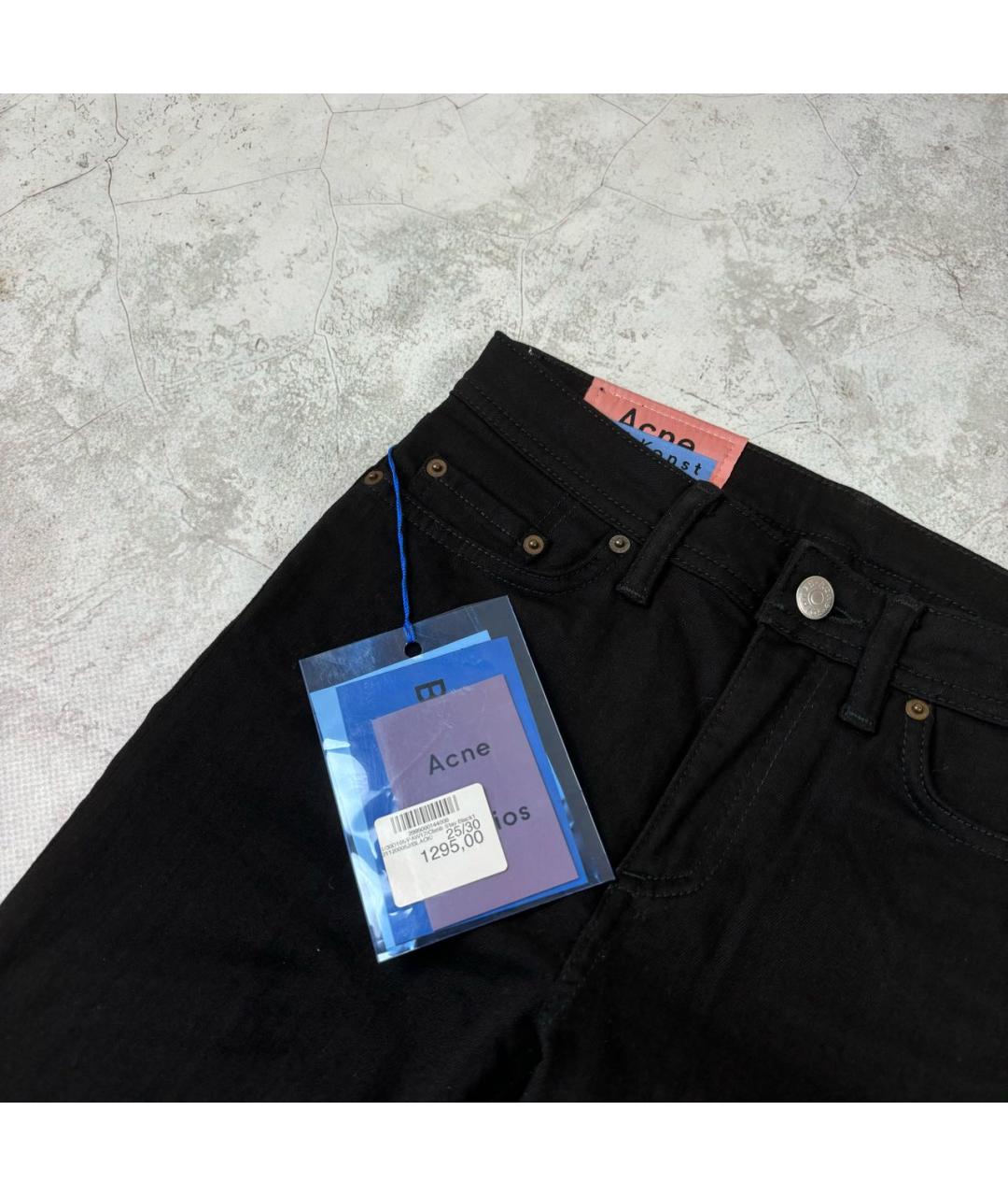 ACNE STUDIOS Черные хлопко-эластановые джинсы слим, фото 2