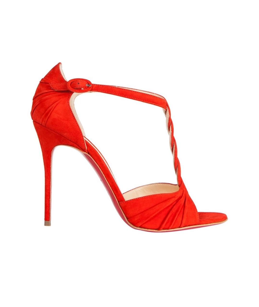 CHRISTIAN LOUBOUTIN Красные замшевые босоножки, фото 1