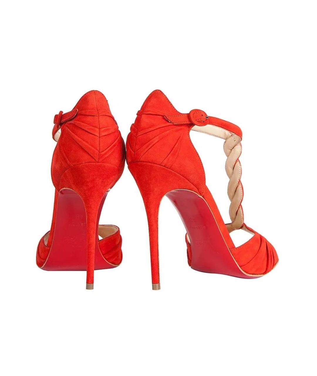 CHRISTIAN LOUBOUTIN Красные замшевые босоножки, фото 3