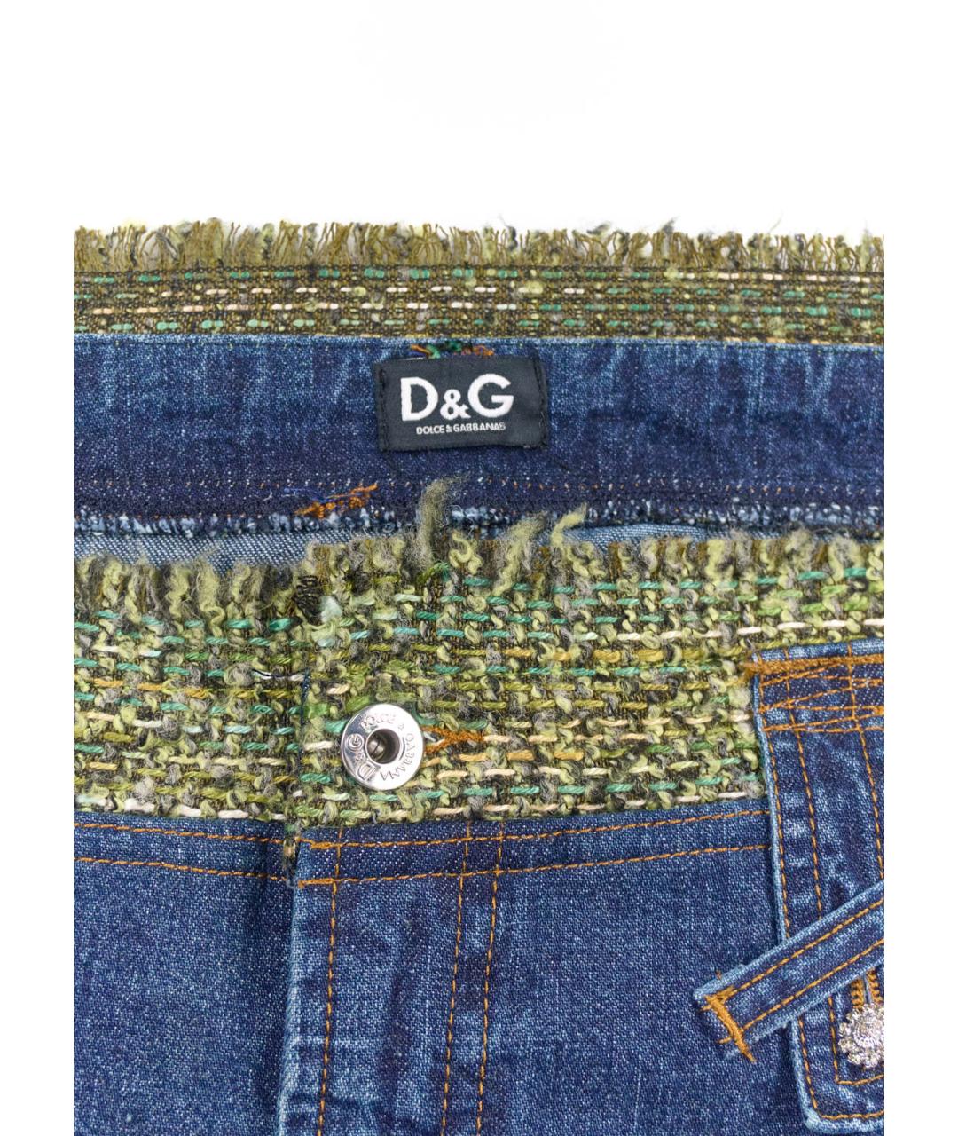 DOLCE&GABBANA Синяя хлопковая юбка мини, фото 3